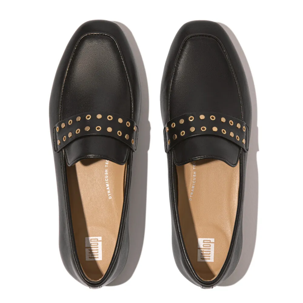 รองเท้าโลฟเฟอร์ ผู้หญิง รุ่น DELICATO STUD-AND-EYELET SOFT LEATHER LOAFERS
