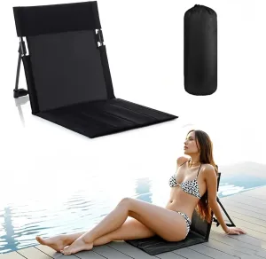 1 Pack Foldable Poolside Chairs – Portable Flip Chairs for Edge of Pool, Beach, Camping, Picnic, Lawn – Compact & Lightweight Outdoor Seating Accessories (1, Black)