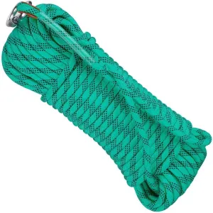 16mm Multifunctional Cord Safety Rope，with Carabiners Professional Harnesses Rappelling Abseiling Rope Outdoor Excursions Accessories Escape High Resistance Rope ( Color : Green , Size : 16mm x 15m )