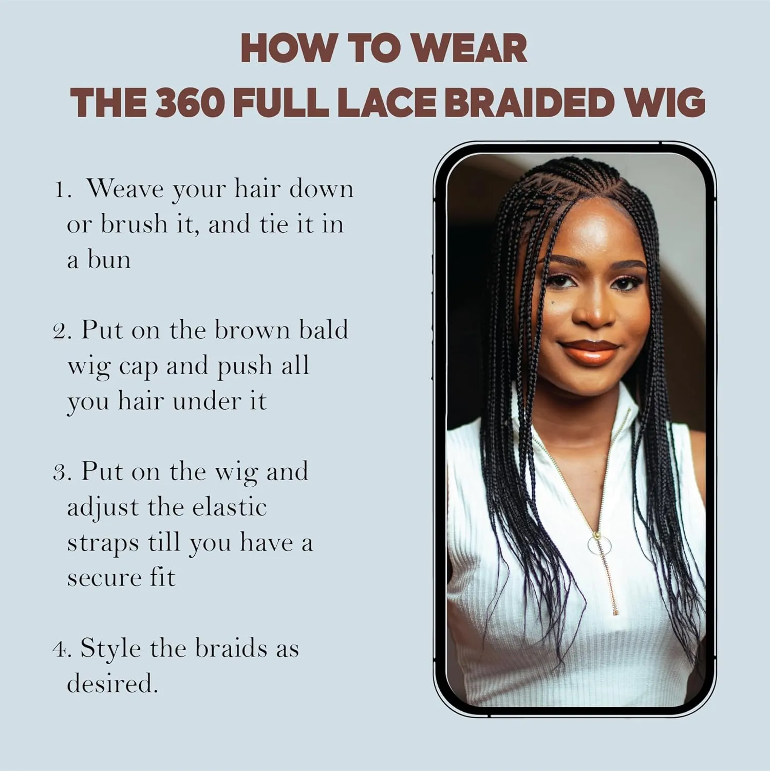18" Full 360 HD Transparent Lace Front Flip Over Cornrow Braided Wig with Baby Hair - Synthetic hand-made box braids wig for black women.