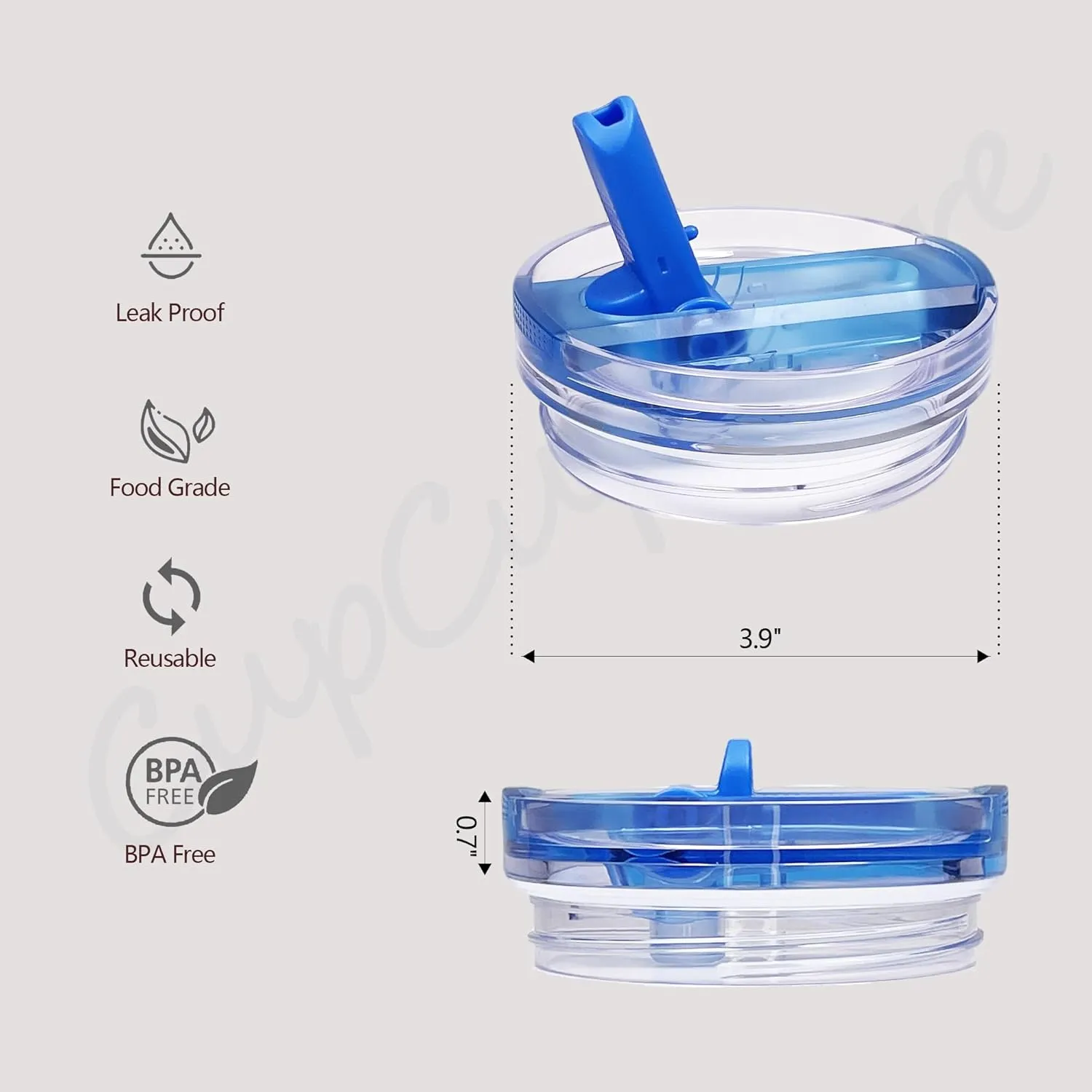2 Pack Azure Leakproof Flip Straw Lids for Stanley 40oz - BPA-Free PCTG, Spill-Proof & Dishwasher-Safe Replacement Covers for Quencher H2.0 FlowState Tumbler Accessories (Camping, Gym, Travel)