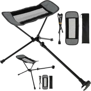 2 Pack Camping Chair Foot Rest, Folding Attachable Footrest Leg Rest Camping Chair, Universal Portable Folding Chair Ottoman, Outdoor Recliner Lazy Retractable Footstool Leg Rest (Gray 2 Pack)