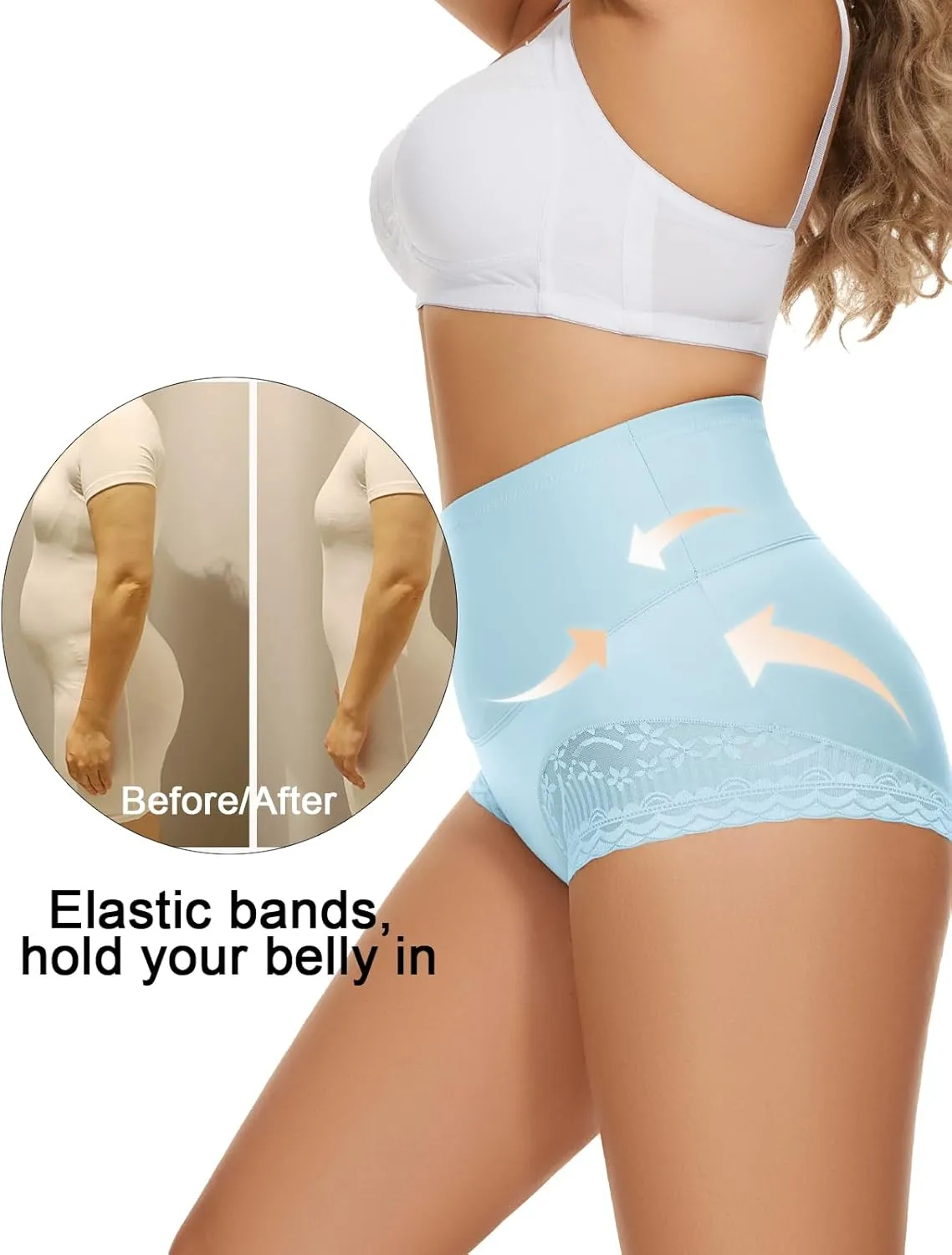 4 Packs Women's Tummy Control Underwear High Waisted Shapewear Panties Stretch Full Coverage Briefs