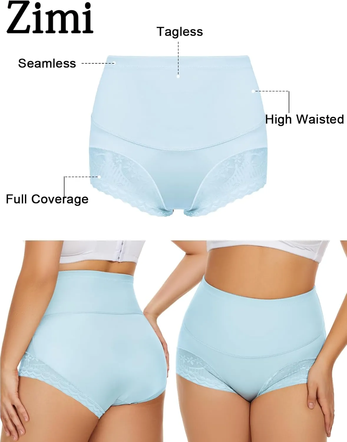 4 Packs Women's Tummy Control Underwear High Waisted Shapewear Panties Stretch Full Coverage Briefs
