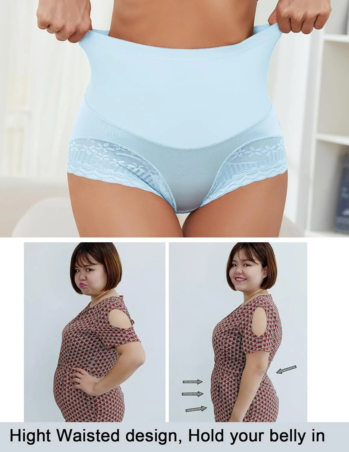 4 Packs Women's Tummy Control Underwear High Waisted Shapewear Panties Stretch Full Coverage Briefs