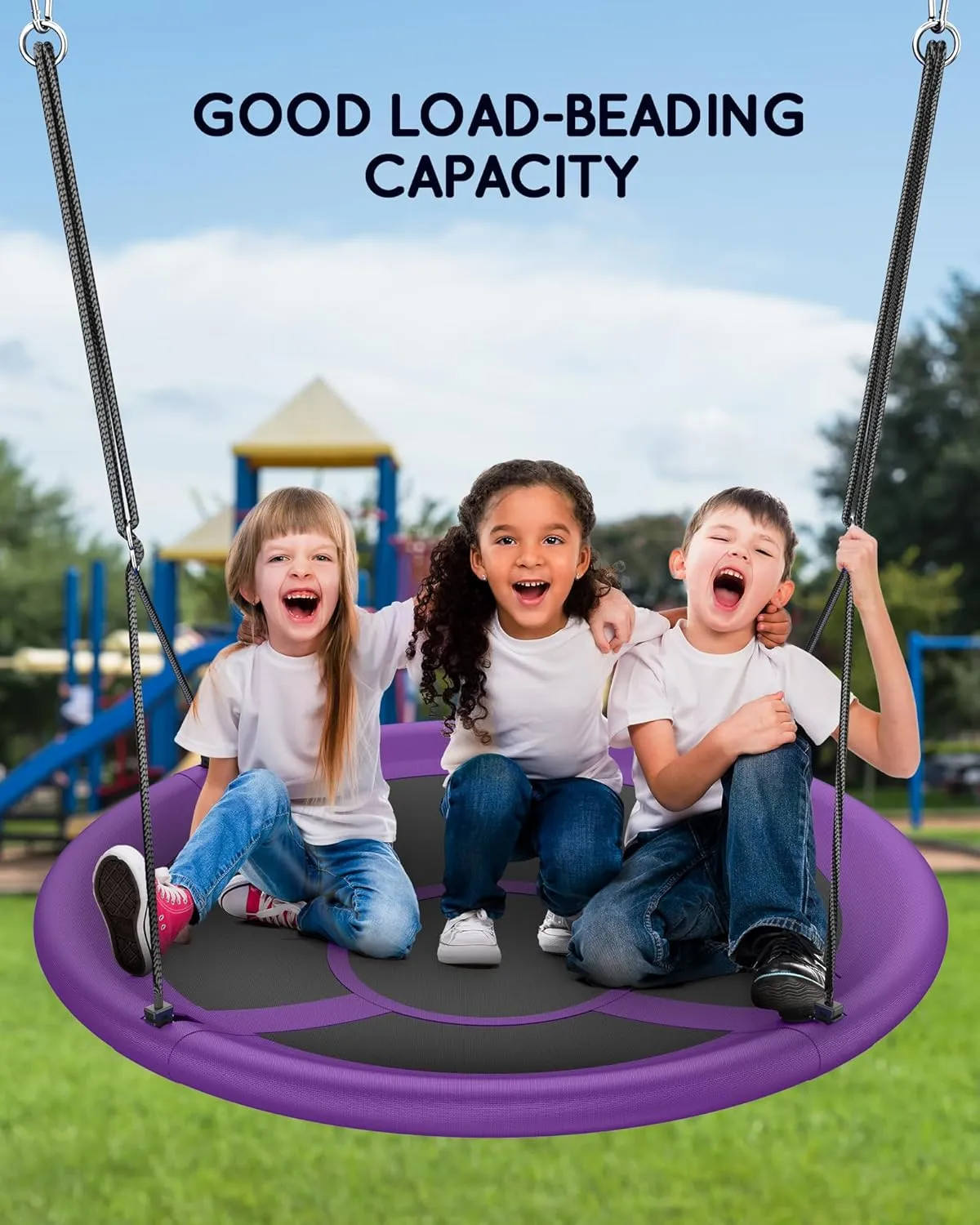 43" Saucer Tree Swing for Kids Adult, 700lbs Weight Capacity, Waterproof Flying Saucer Swing with Adjustable Hanging Straps, Swing Seats for Backyard Outdoor Indoor Playground, Purple