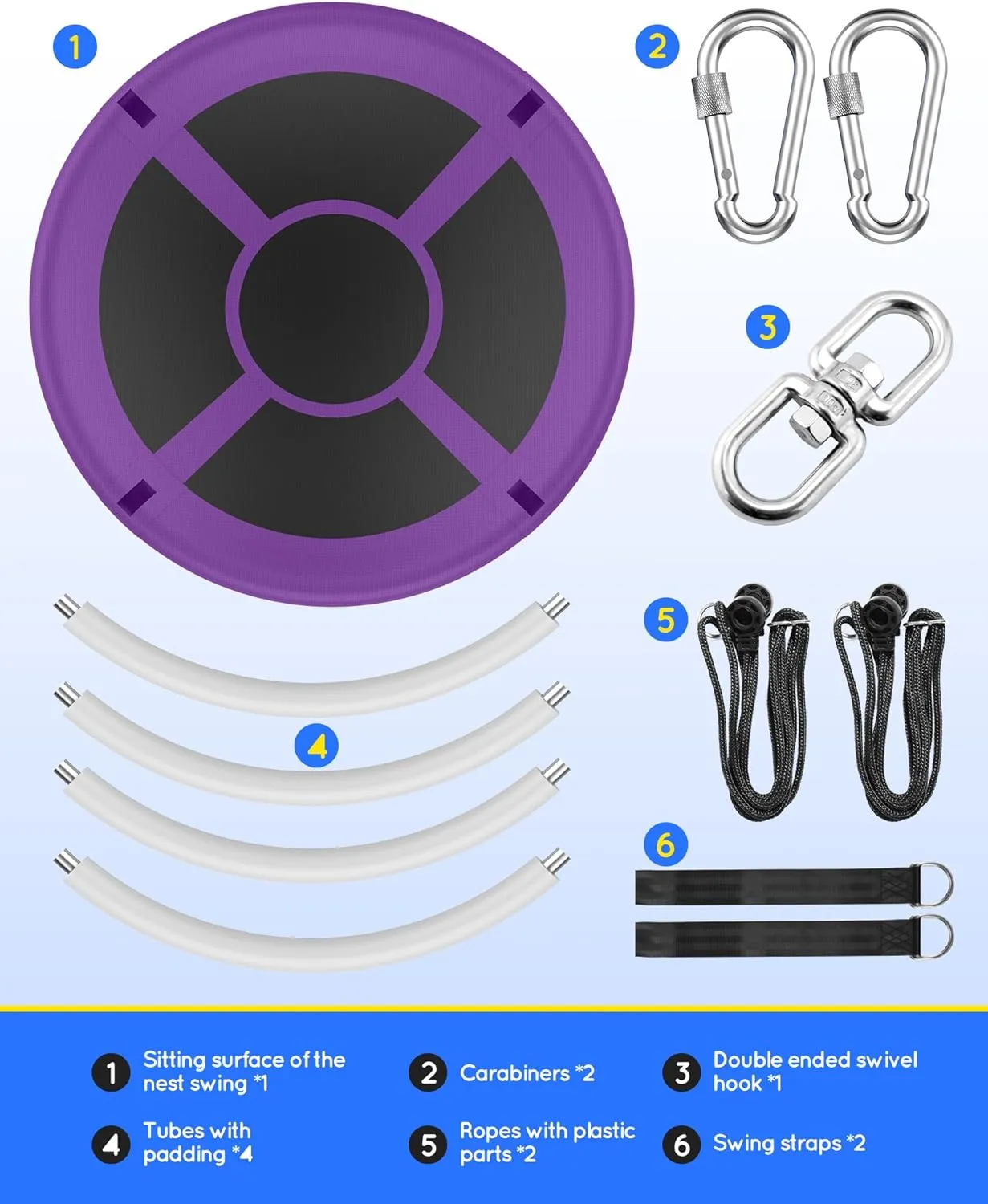 43" Saucer Tree Swing for Kids Adult, 700lbs Weight Capacity, Waterproof Flying Saucer Swing with Adjustable Hanging Straps, Swing Seats for Backyard Outdoor Indoor Playground, Purple