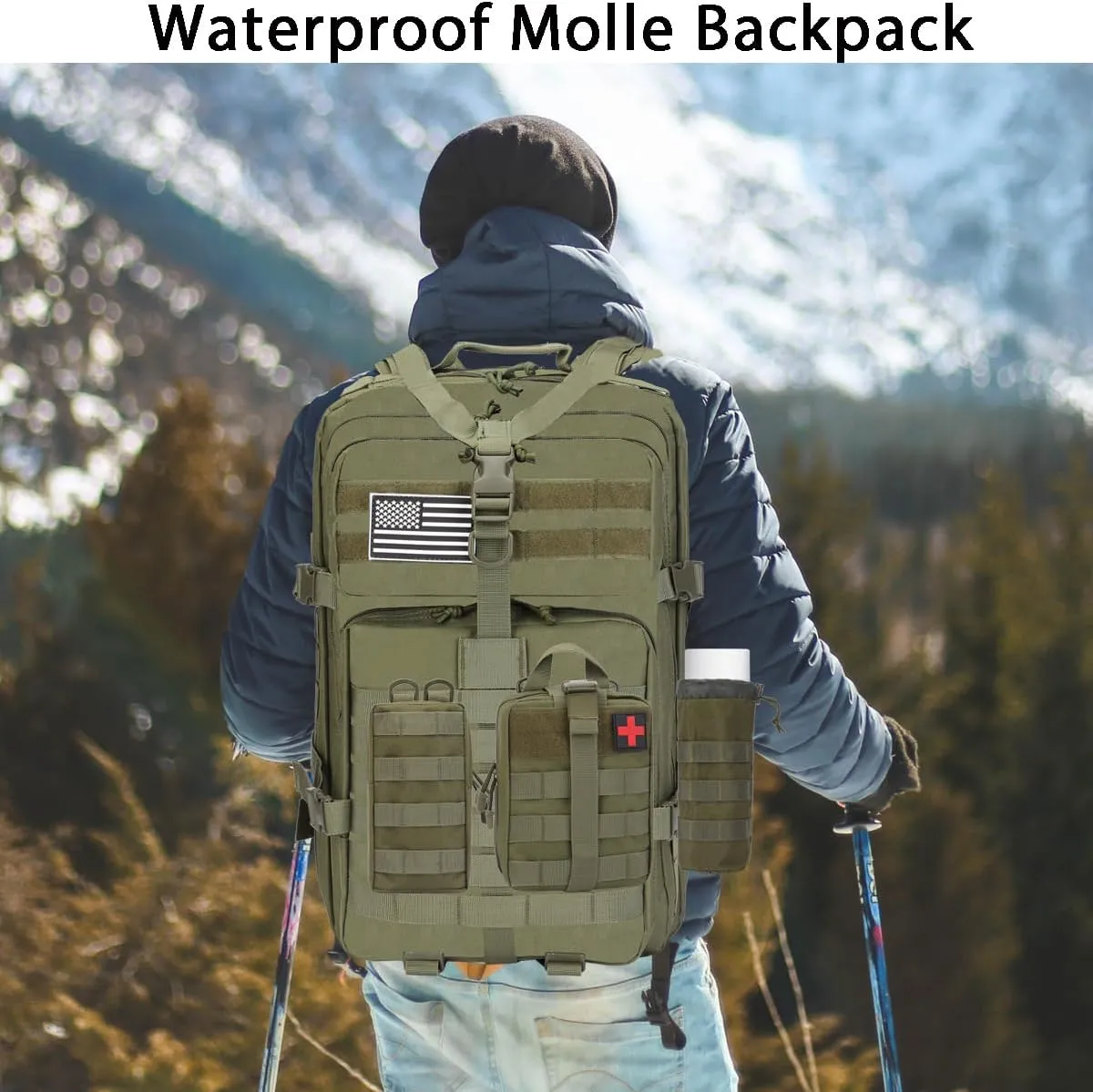 45L Military Tactical Backpacks Lage Molle Backpack 3 Day Assault Pack Backpack Camping Hiking Rucksack Bug Out Bag Rucksack