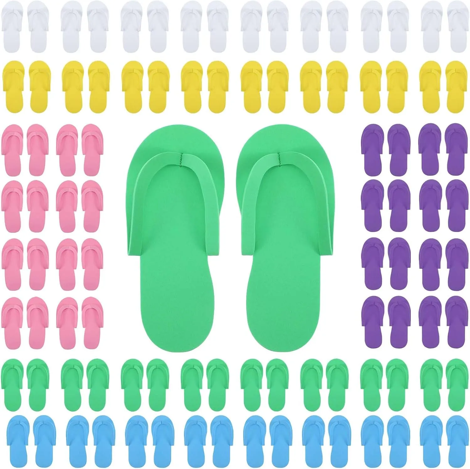 48 Pairs Disposable Pedicure Slippers, Foam Flip Flops Disposable Flip Flops Multi Color Foldable Pedicure Slippers for Guests Women Girls Kids Foot Bath Nail Salon Party Supplies