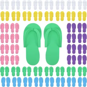 48 Pairs Disposable Pedicure Slippers, Foam Flip Flops Disposable Flip Flops Multi Color Foldable Pedicure Slippers for Guests Women Girls Kids Foot Bath Nail Salon Party Supplies