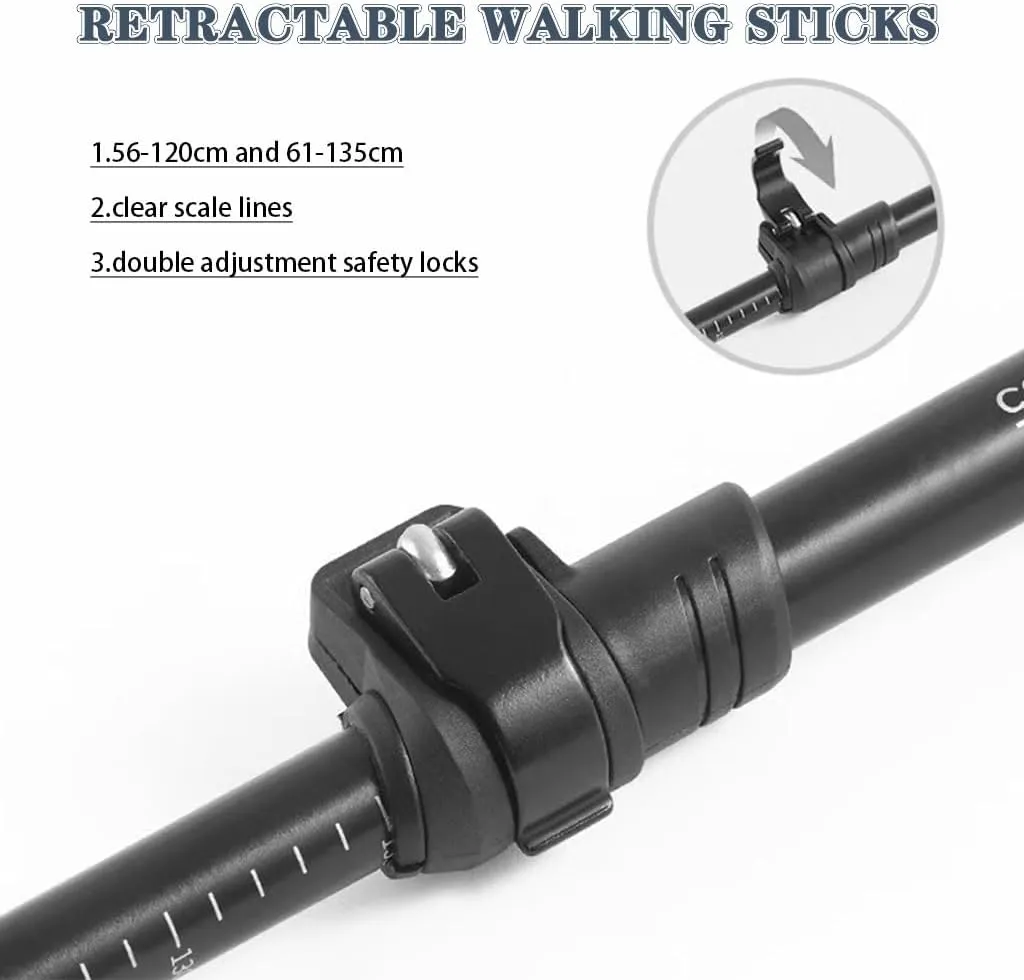 7075 Aluminum Alloy Trekking Poles, Walking Sticks for Men and Women, Lightweight Collapsible Hiking Poles, for Snowshoe, Backpacking