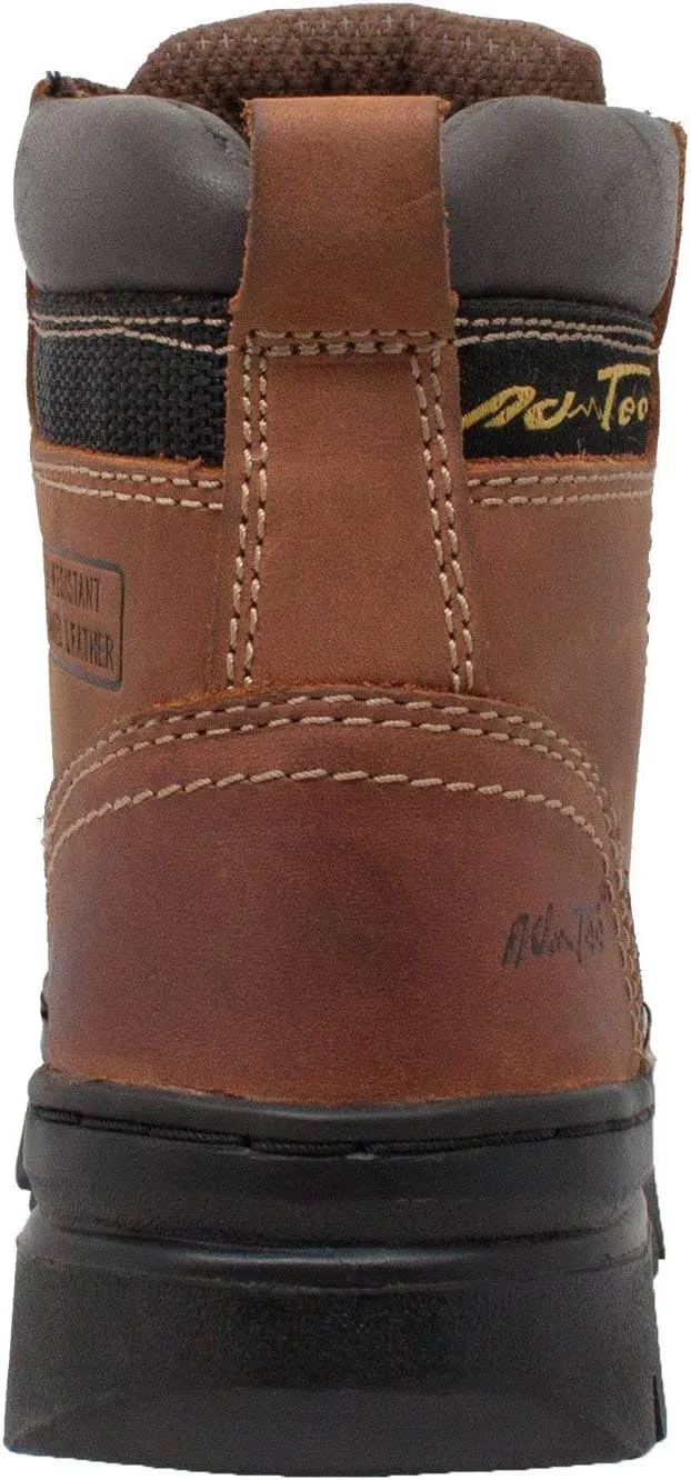 Ad Tec Women's 6" Lace Up Hiker or Work Boot - Durable Horse Leather, Padded Collar, Cushioned Insole, Oil and Slip Resistant Hiking Boots - Brown