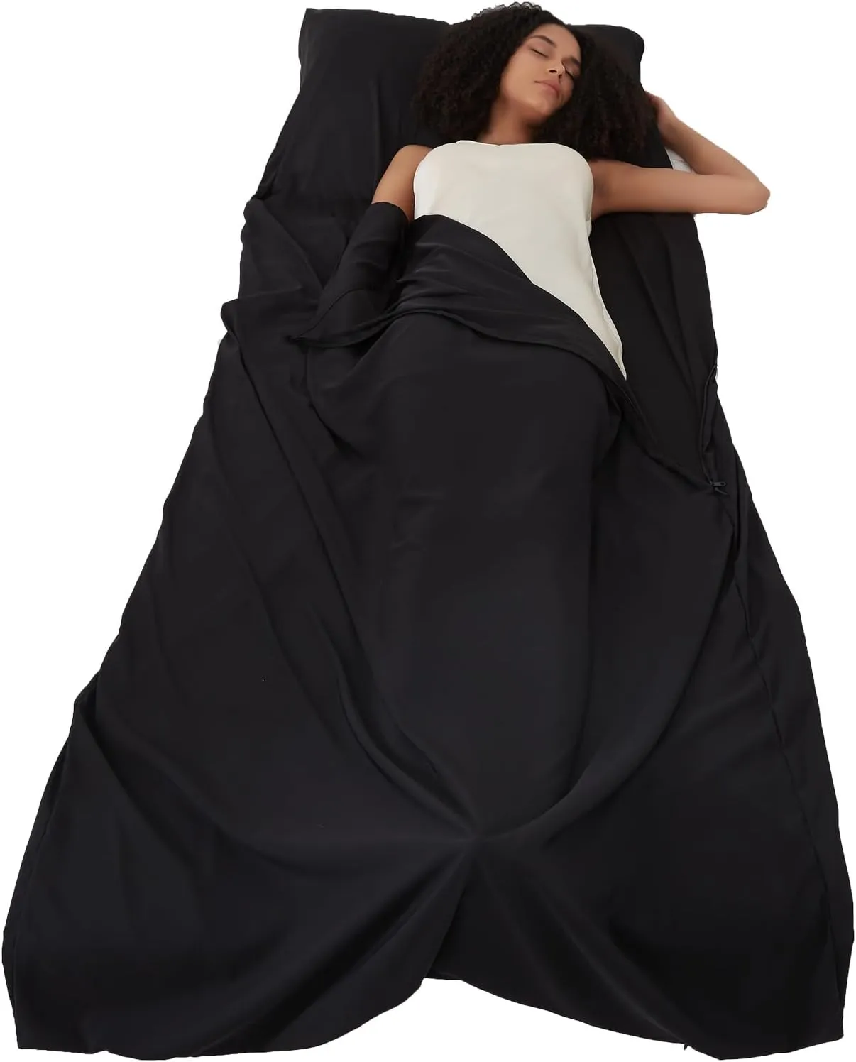 ALASKA BEAR Natural Silk Sleeping Bag Liner Cocoon-Style Travel Sheet Sleep Bag with Built-in Pillowcase