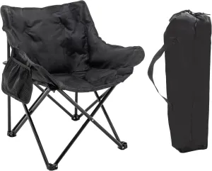 Andeworld Camping Chairs, Padded Moon Chair for Adults, Folding Camp Lawn Chairs with Storage Bag Carry Bag,Support up to 330lbs for Fishing,Camp,Picnics,Beach,Lawn,Black