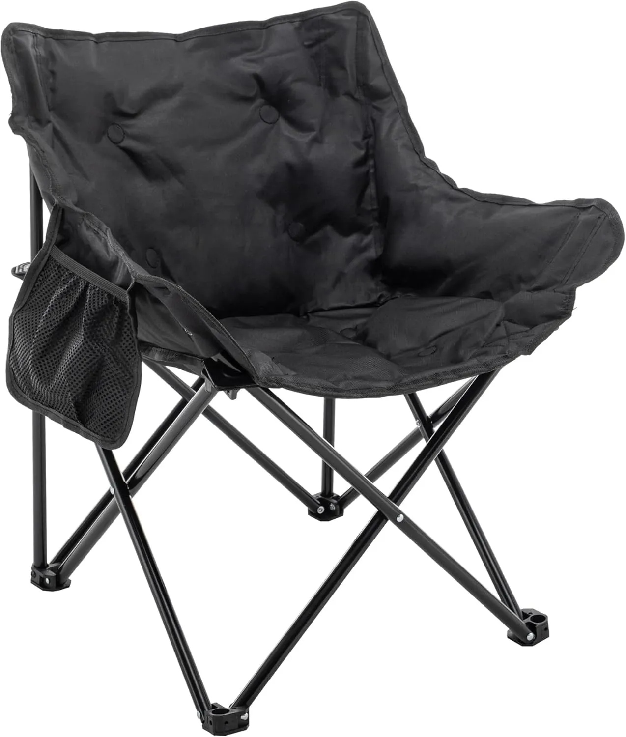 Andeworld Camping Chairs, Padded Moon Chair for Adults, Folding Camp Lawn Chairs with Storage Bag Carry Bag,Support up to 330lbs for Fishing,Camp,Picnics,Beach,Lawn,Black