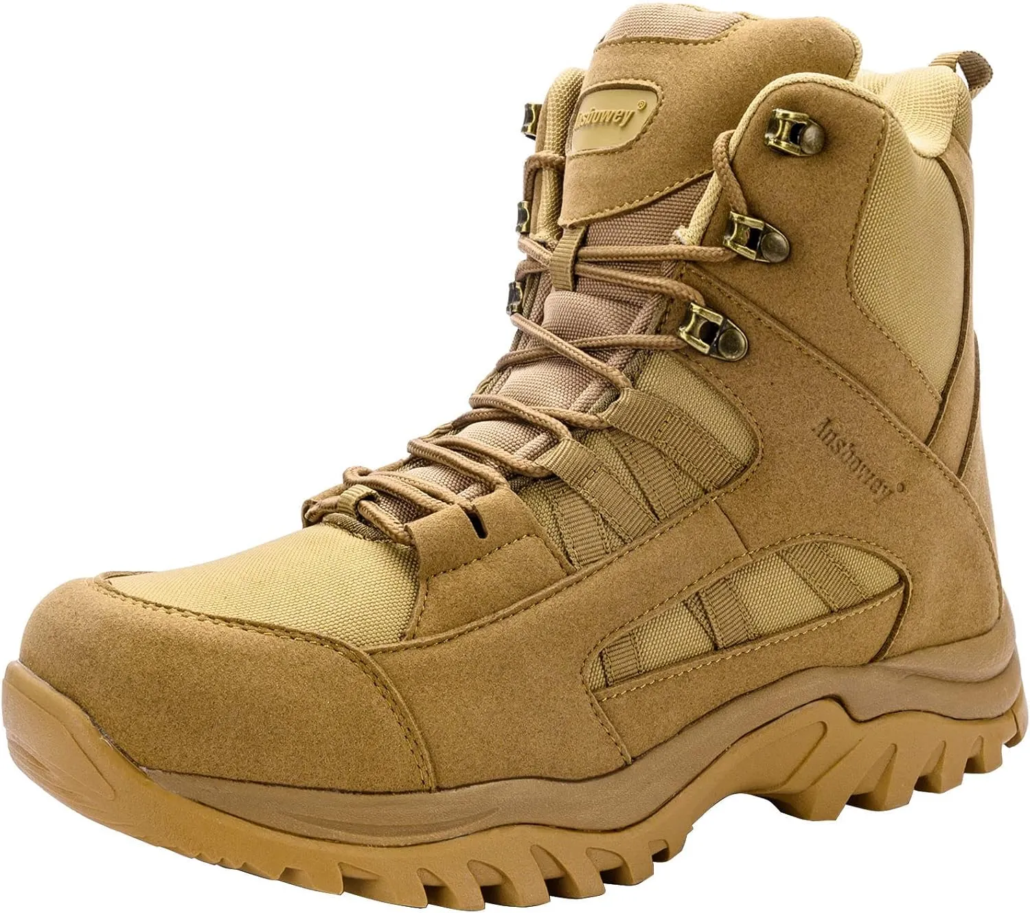 Ansbowey Mens 6" YKK Side Zip Hiking Boots Outdoor Trekking Backpacking Boot Mid Top Hiker Boot for Men Brown 11.5 US