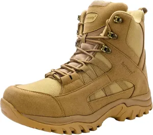 Ansbowey Mens 6" YKK Side Zip Hiking Boots Outdoor Trekking Backpacking Boot Mid Top Hiker Boot for Men Brown 11.5 US