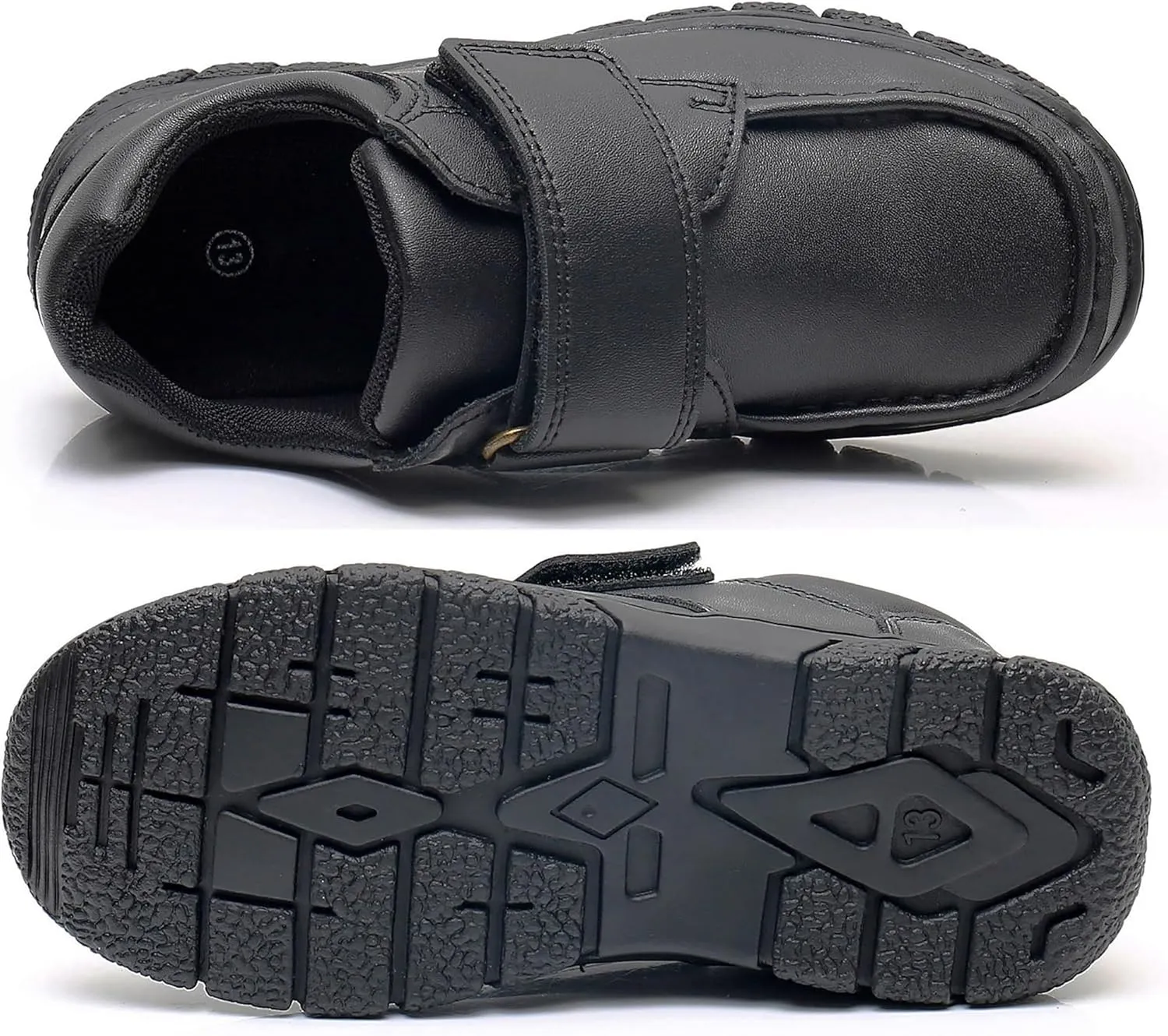 Apakowa Boys Oxford School Uniform Loafer Shoes Adjustable Strap Comfort Dress Shoes (Toddler/Little Kid/Big Kid)