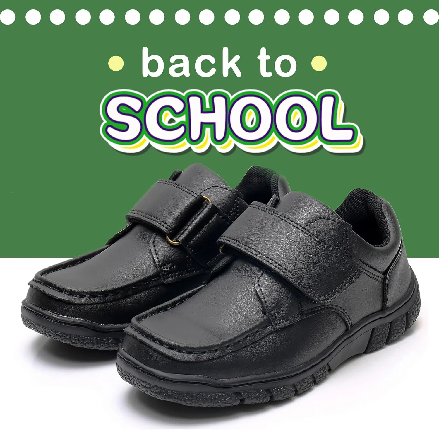 Apakowa Boys Oxford School Uniform Loafer Shoes Adjustable Strap Comfort Dress Shoes (Toddler/Little Kid/Big Kid)