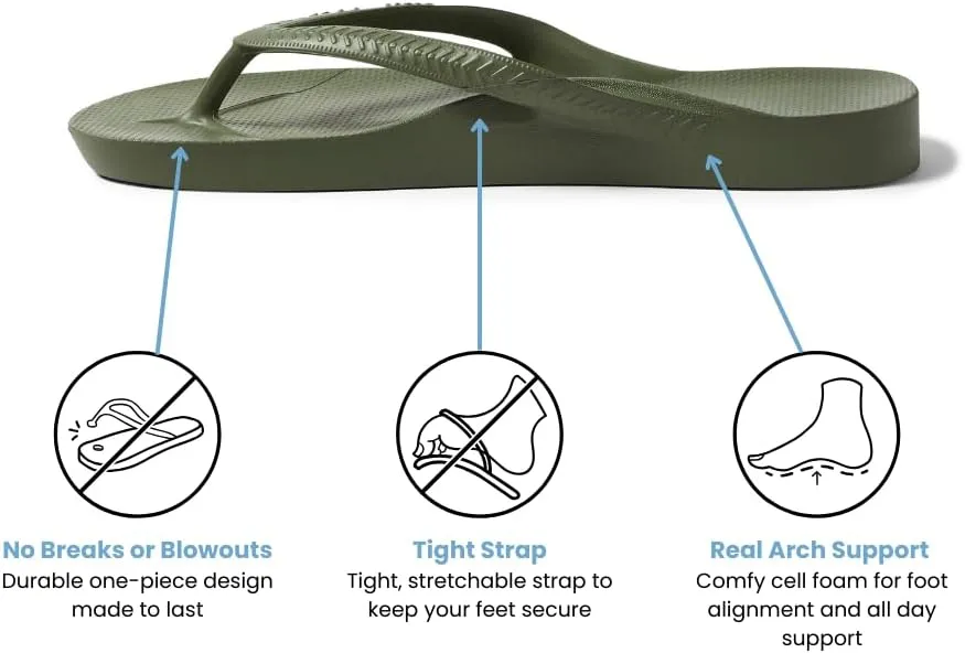 Archies Arch Support Flip Flops for Men & Women – Orthotic Sandals for Plantar Fasciitis Relief – Lightweight, Cushioning, Shock-Absorbing Thong Sandals for Walking, Foot Pain & All-Day Comfort