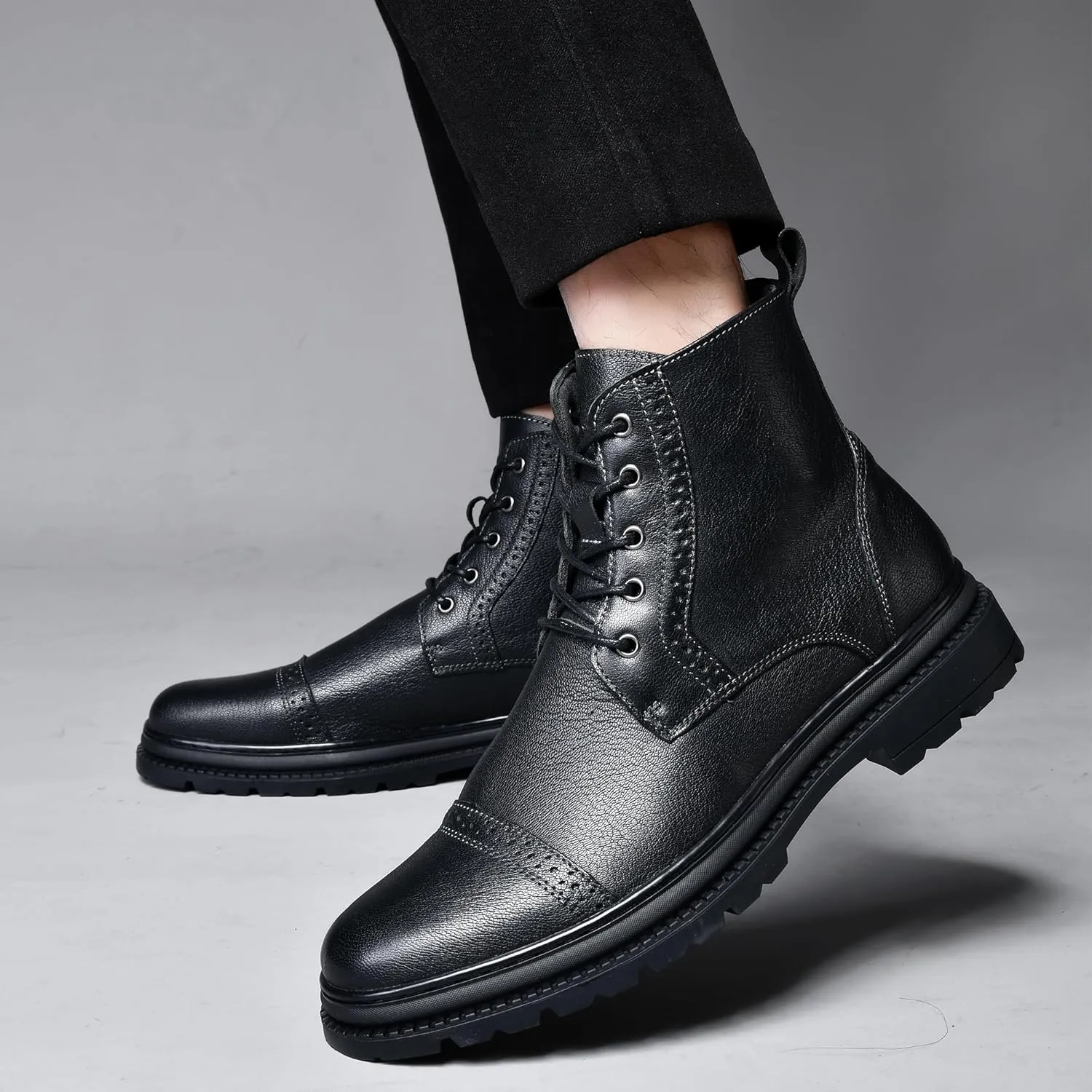 Arkbird Mens Oxford Dress Boots Fashion Casual Genuine Leather Brogue Chukka Ankle Boot for Men