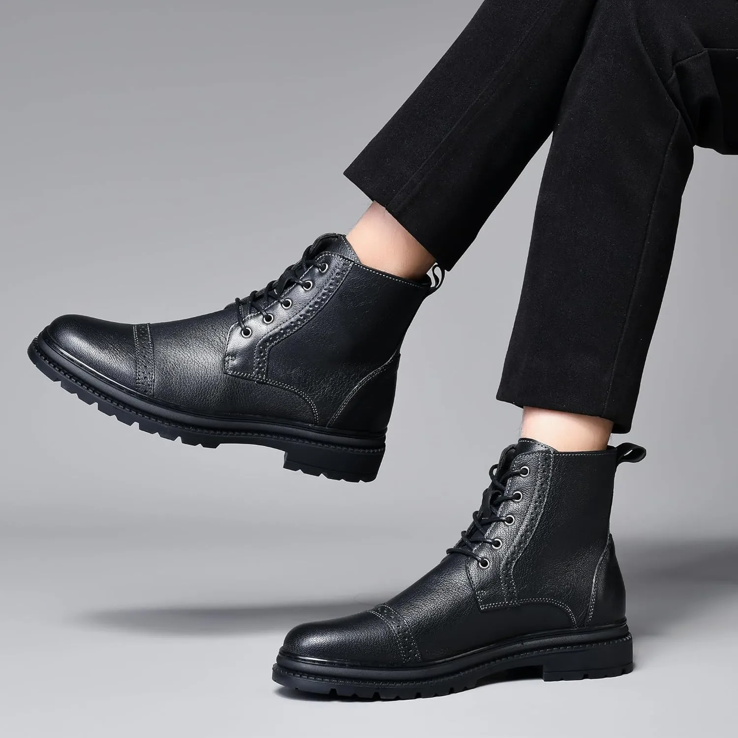 Arkbird Mens Oxford Dress Boots Fashion Casual Genuine Leather Brogue Chukka Ankle Boot for Men
