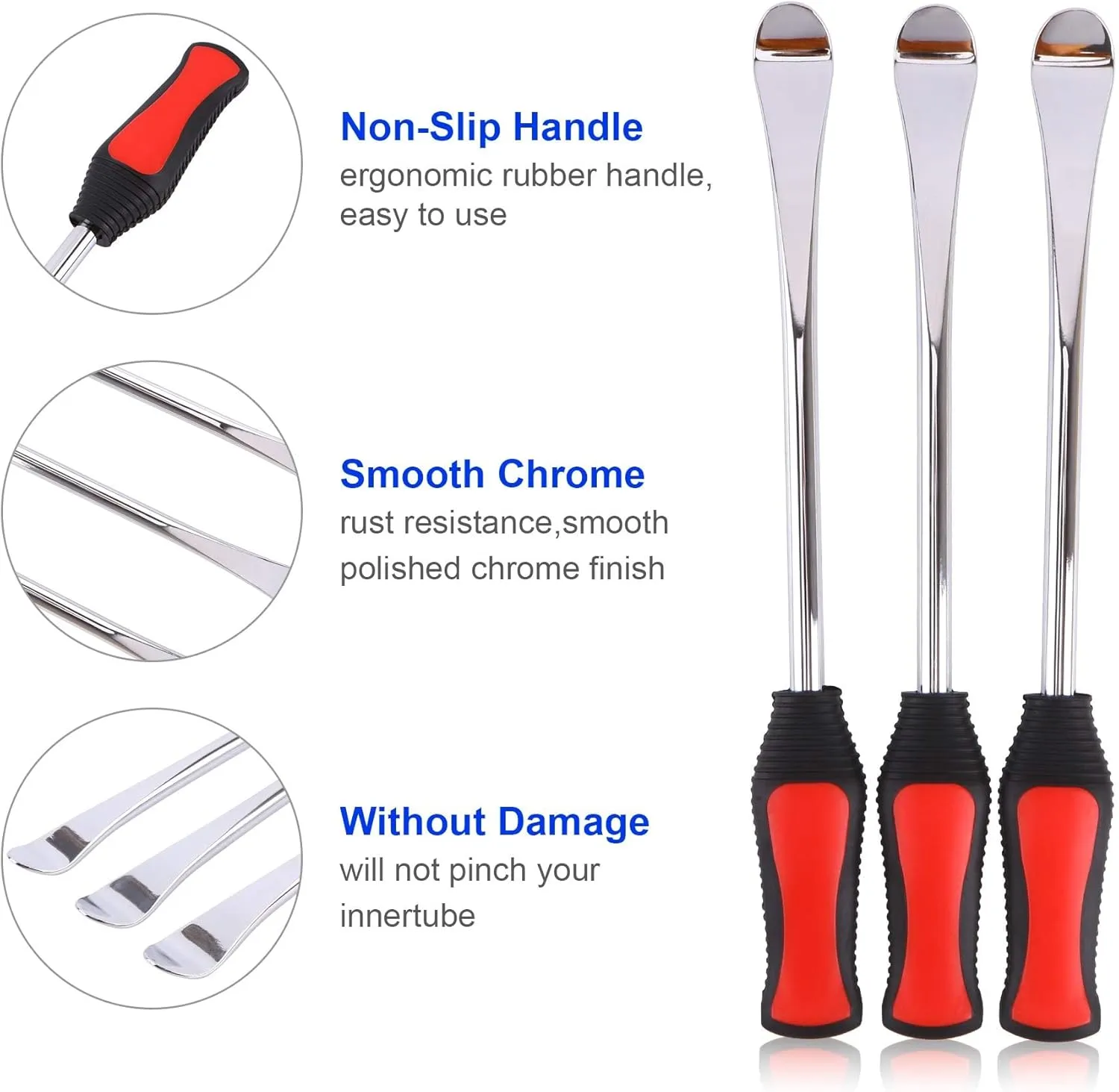 Asooll 11.5" Tire Spoon Dirt Bike Tire Changing Spoons Changing Tools for Motorcycle ATV Lawn Mower I with 1 Portable Bag 3 Tire Spoons 6 Rim Protectors 6 Valve Cores 1 Valve 1 Tire Valve Stem Puller