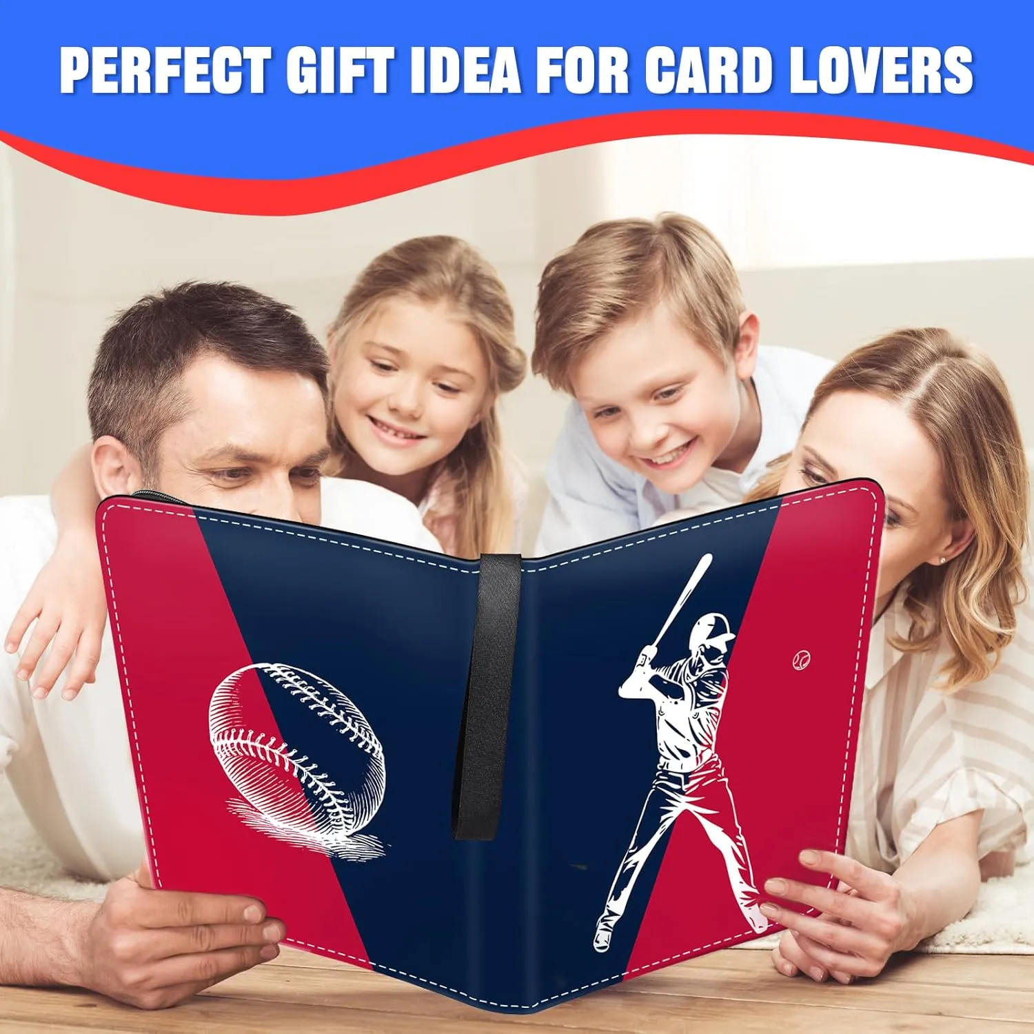 Baseball Card Binder 900 Pockets, 50 Sleeves Trading Card Holder Album, 3-Ring Zippered Sports Card Organizer Display Storage Protectors, Gift for Baseball Card Collectors