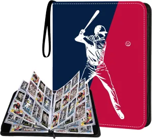 Baseball Card Binder 900 Pockets, 50 Sleeves Trading Card Holder Album, 3-Ring Zippered Sports Card Organizer Display Storage Protectors, Gift for Baseball Card Collectors