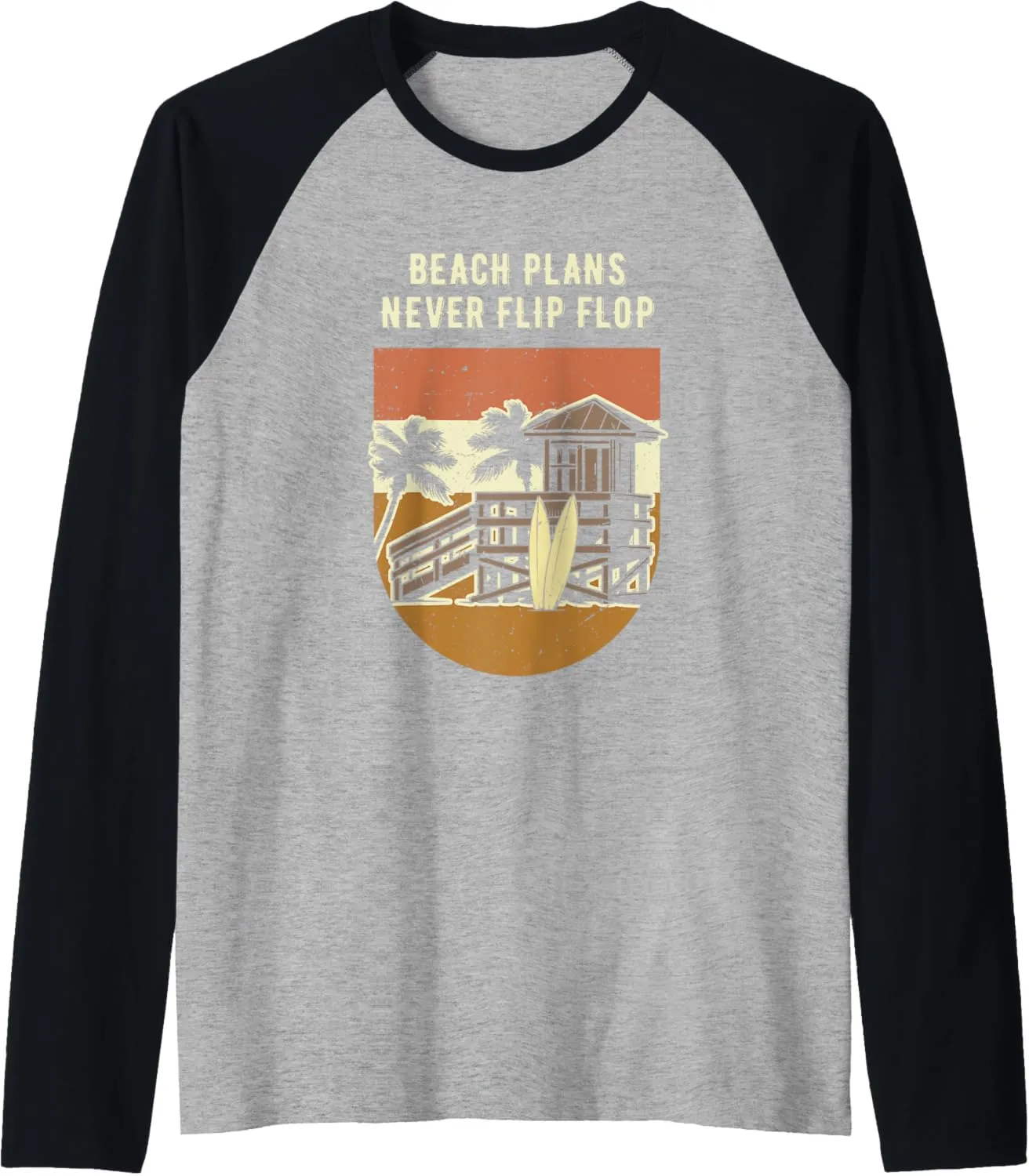 Beach Plans Never Flip Flop Summer Sayings Tropical Quotes Raglan Baseball Tee