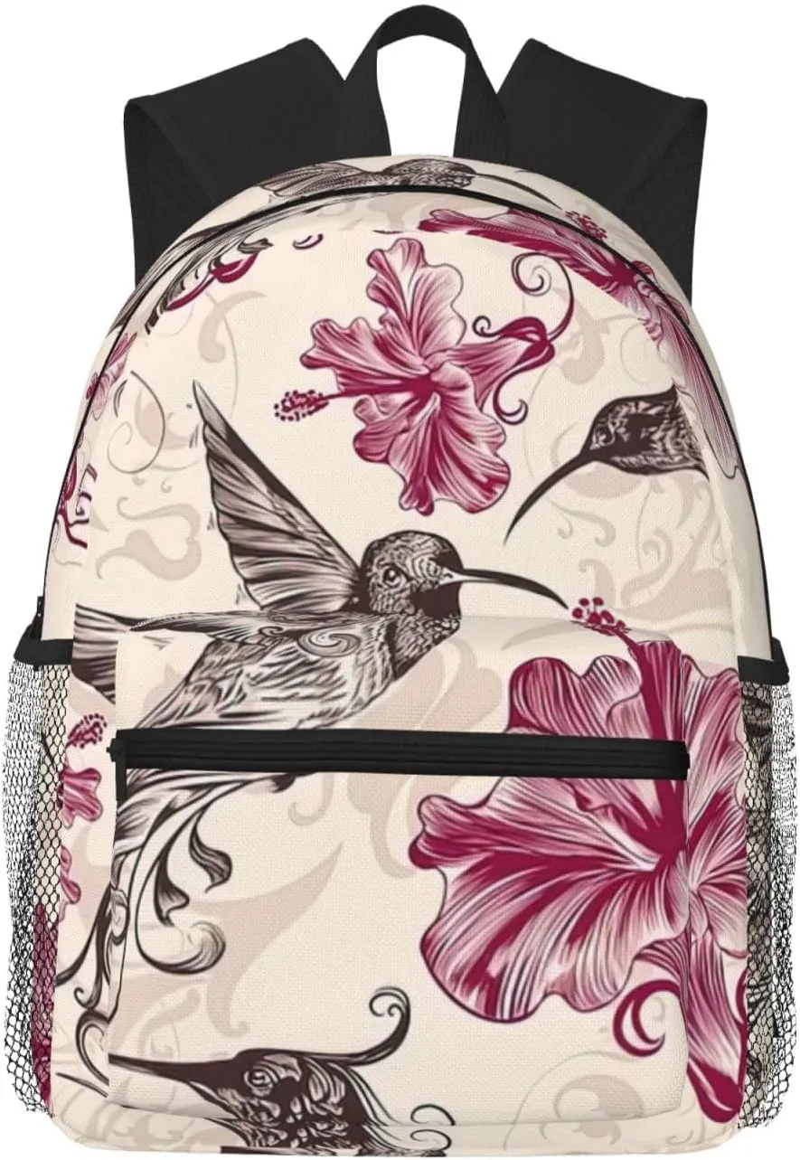 Beautiful Flowers Hummingbird Print Lightweight And Comfortable Duffel Bag, Casual Daypack, Multipurpose Backpack