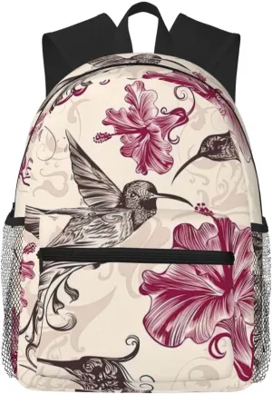 Beautiful Flowers Hummingbird Print Lightweight And Comfortable Duffel Bag, Casual Daypack, Multipurpose Backpack