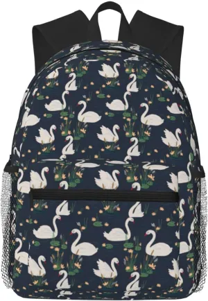 Beautiful White Swans On The Lake Print Lightweight And Comfortable Duffel Bag, Casual Daypack, Multipurpose Backpack