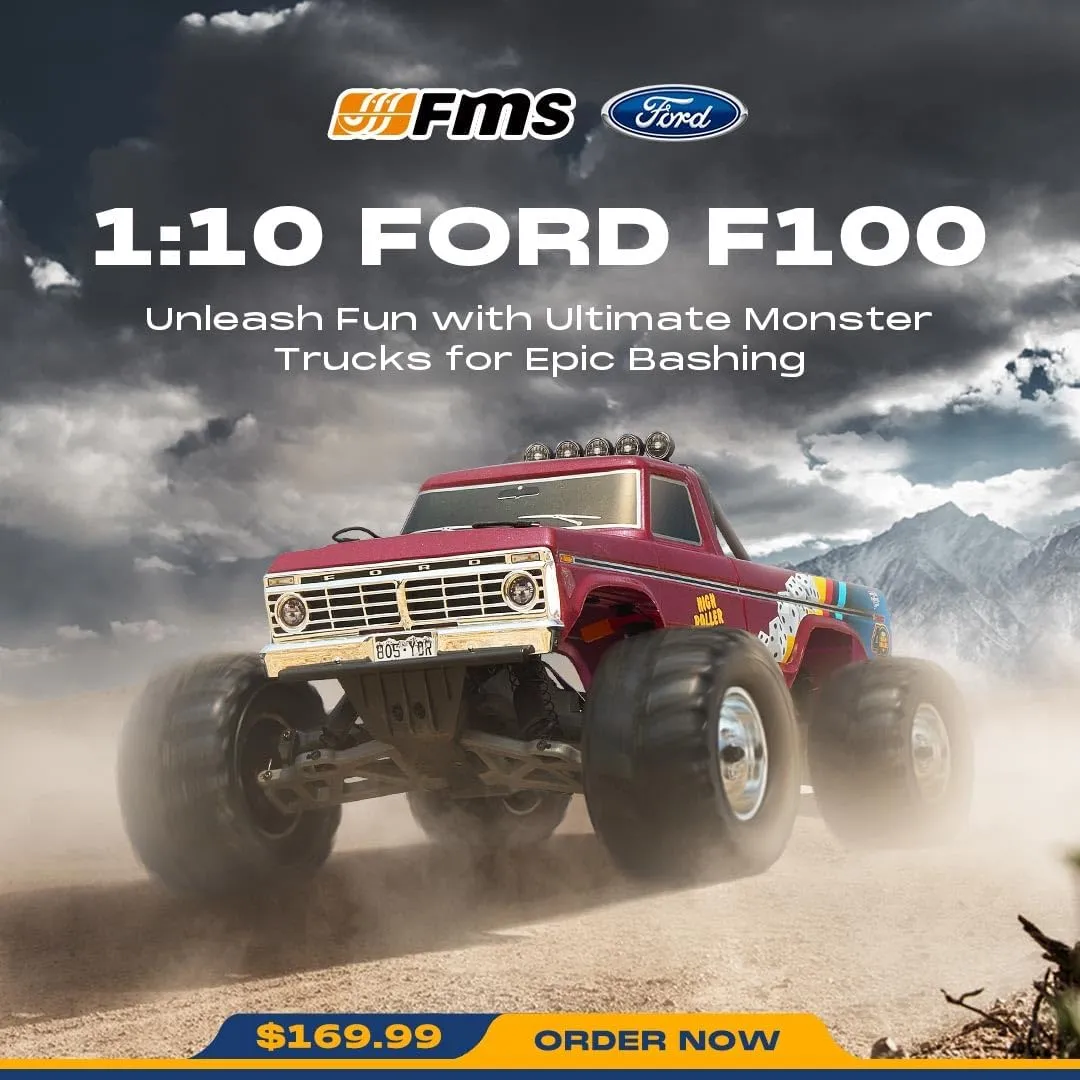 BEEZRC FMS RC Crawler 1/10 FCX10 Officially Licensed Ford F100 Monster Truck, 2WD Off-Road RC Rock Truck Hobby Grade RC Climbing Car Remote Control Car RTR with Battery (First Blood)