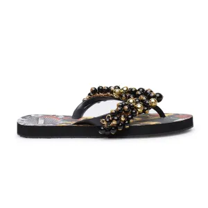 BLACK AND GOLD BAROQUE SLIPPERS