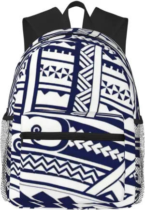 Blue Polynesian Maori Tribal Pattern Print Lightweight And Comfortable Duffel Bag, Casual Daypack, Multipurpose Backpack