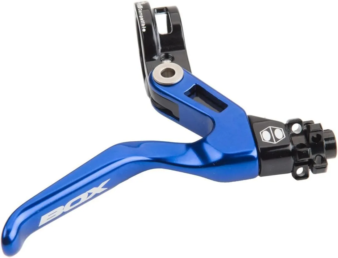 Box One Genius BMX Brake Lever with Clamp Three Cold Forged V-Point Reversible Flip Bicycle Brake Levers Adjustable Reach for Precision Control, Anodized with Laser-Etched Graphics Finish
