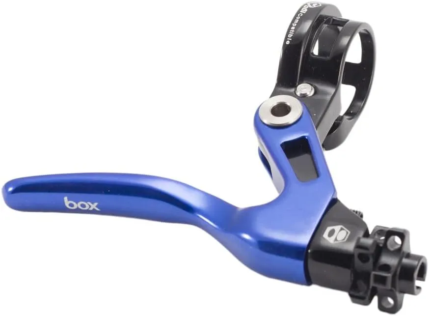 Box One Genius BMX Brake Lever with Clamp Three Cold Forged V-Point Reversible Flip Bicycle Brake Levers Adjustable Reach for Precision Control, Anodized with Laser-Etched Graphics Finish