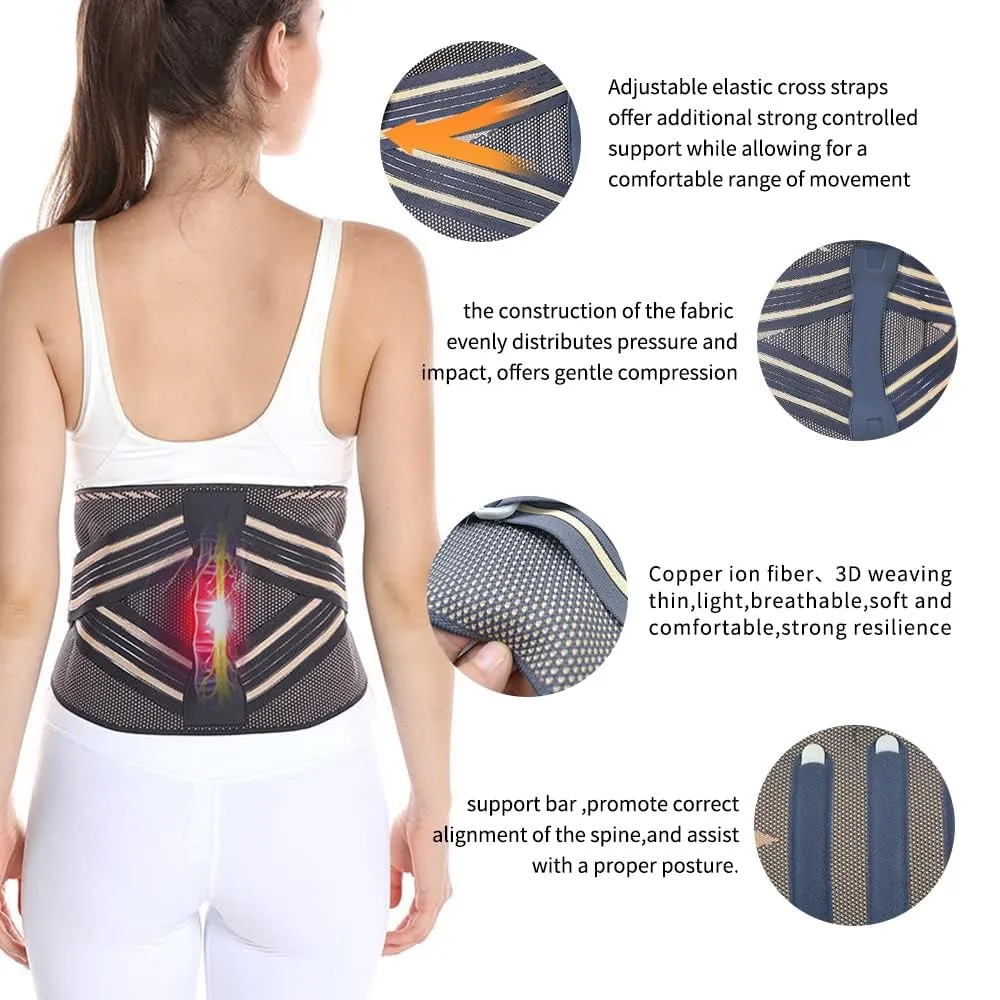 Breathable Lumbar Support Men Women Lower Back Brace Sports Fitness Waist Trainer Correction Relieve Pain For Herniated Disc, Sciatica, Scoliosis