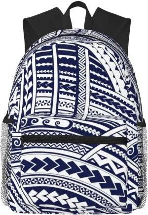BREAUX Blue Polynesian Maori Tribal Pattern print Lightweight Comfortable Backpack for Men Women, Durability Laptop Daypack, Travel bag ﻿