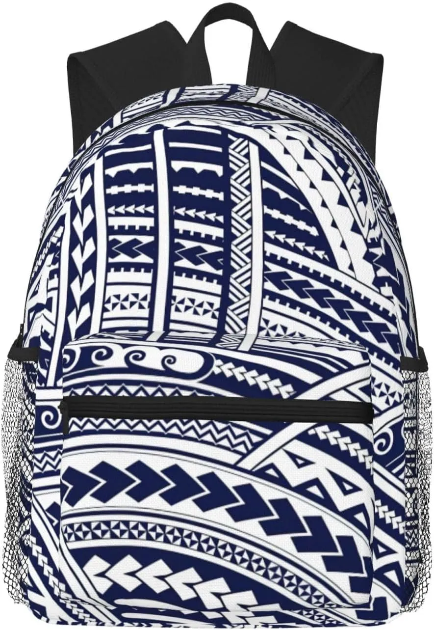 BREAUX Blue Polynesian Maori Tribal Pattern print Lightweight Comfortable Backpack for Men Women, Durability Laptop Daypack, Travel bag ﻿