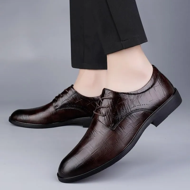 British Style Height Increase Leather Shoes Men's Fashionable Wedding Tuxedo Shoes Modern Classic Lace-up Oxford