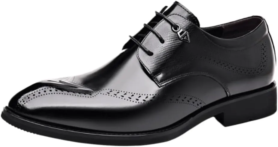 British Stylish Fashionable Formal Leather Shoes Luxury Breathable Tuxedo Shoes Men Brogue Wingtip Retro Oxford