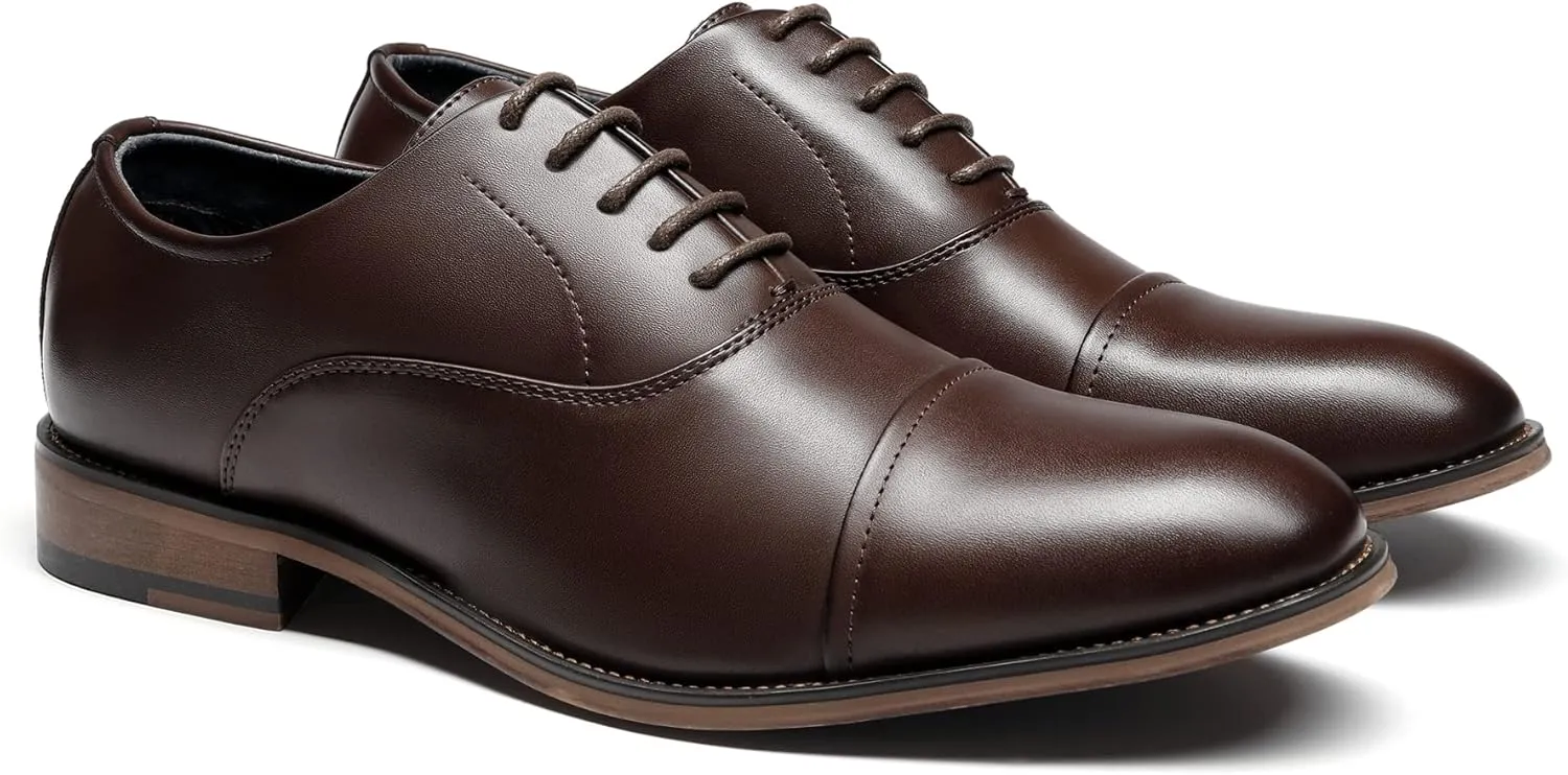 Bruno Marc Men's Lace Up Soft Cap-Toe Formal Dress Shoes