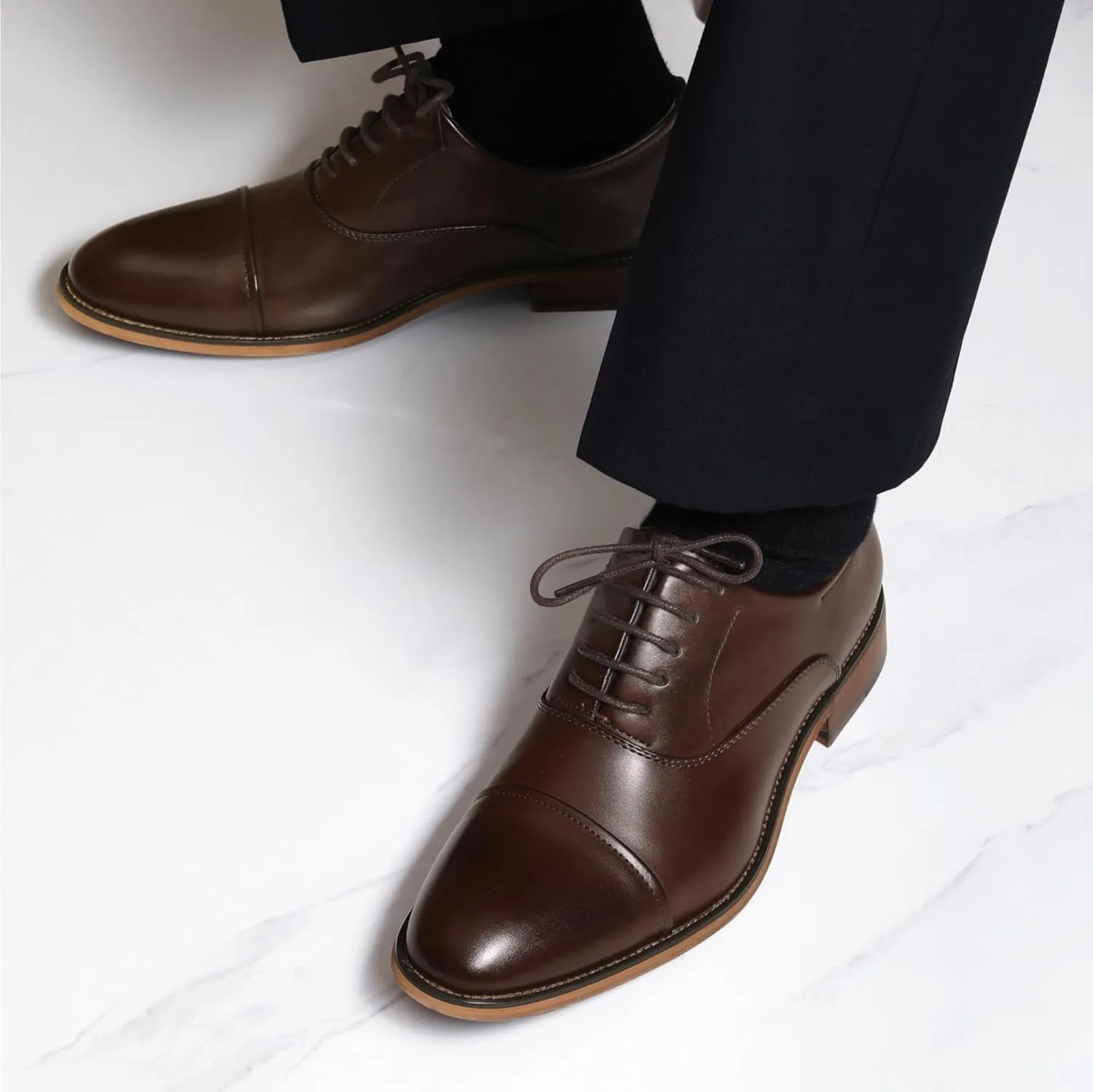 Bruno Marc Men's Lace Up Soft Cap-Toe Formal Dress Shoes