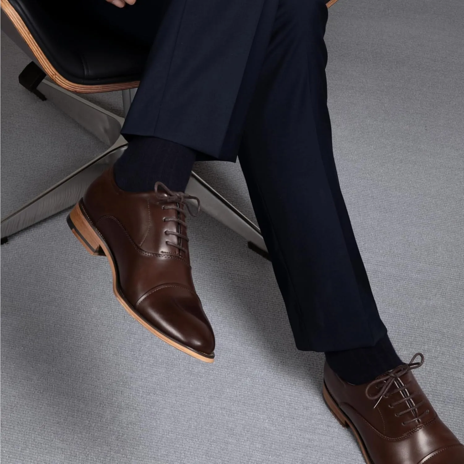 Bruno Marc Men's Lace Up Soft Cap-Toe Formal Dress Shoes