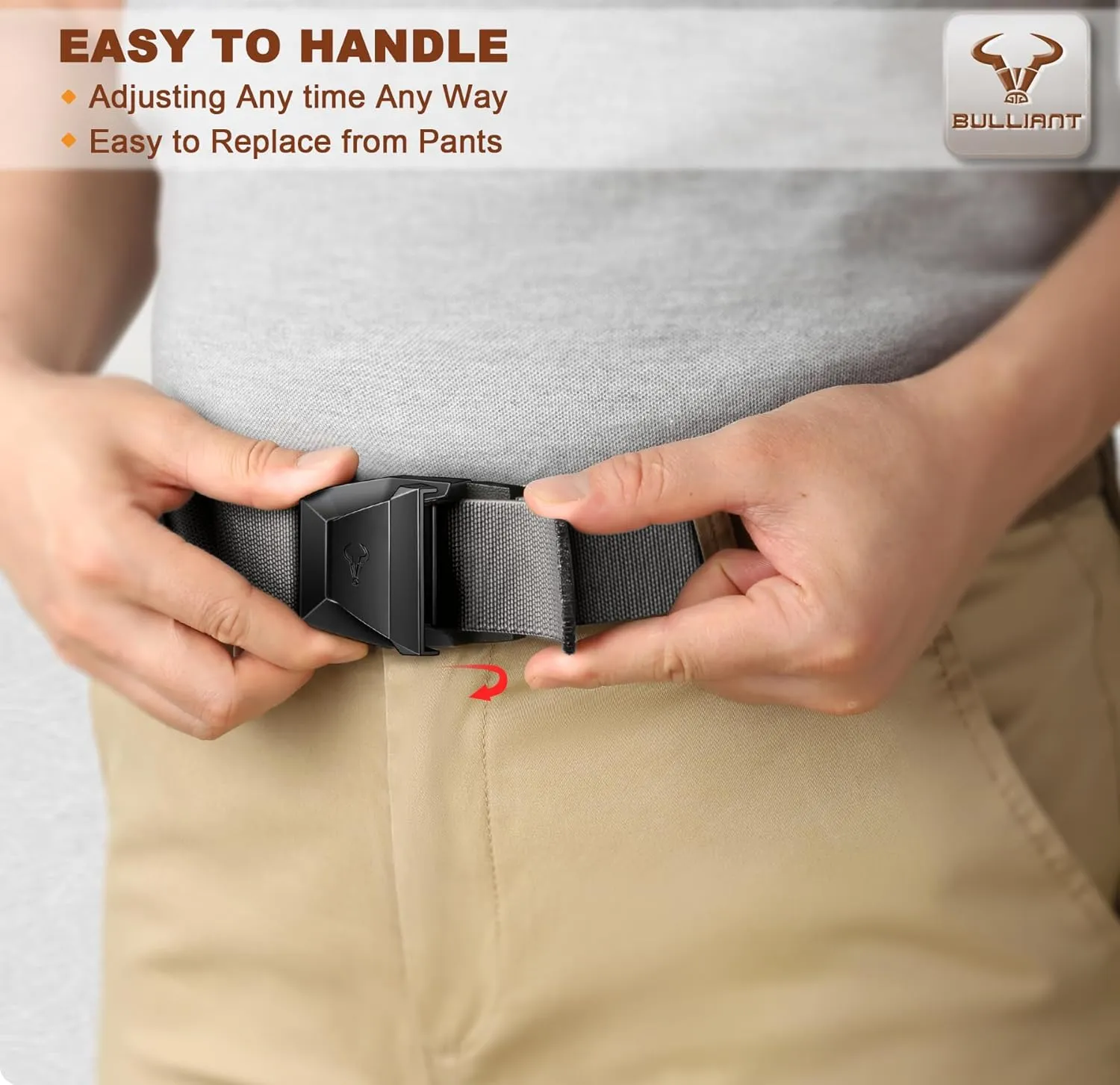 BULLIANT Men Belt,Tactical Stretch Belt Adjustable For Rigger Military Heavy Duty Work 1.5"-Cut For Fit