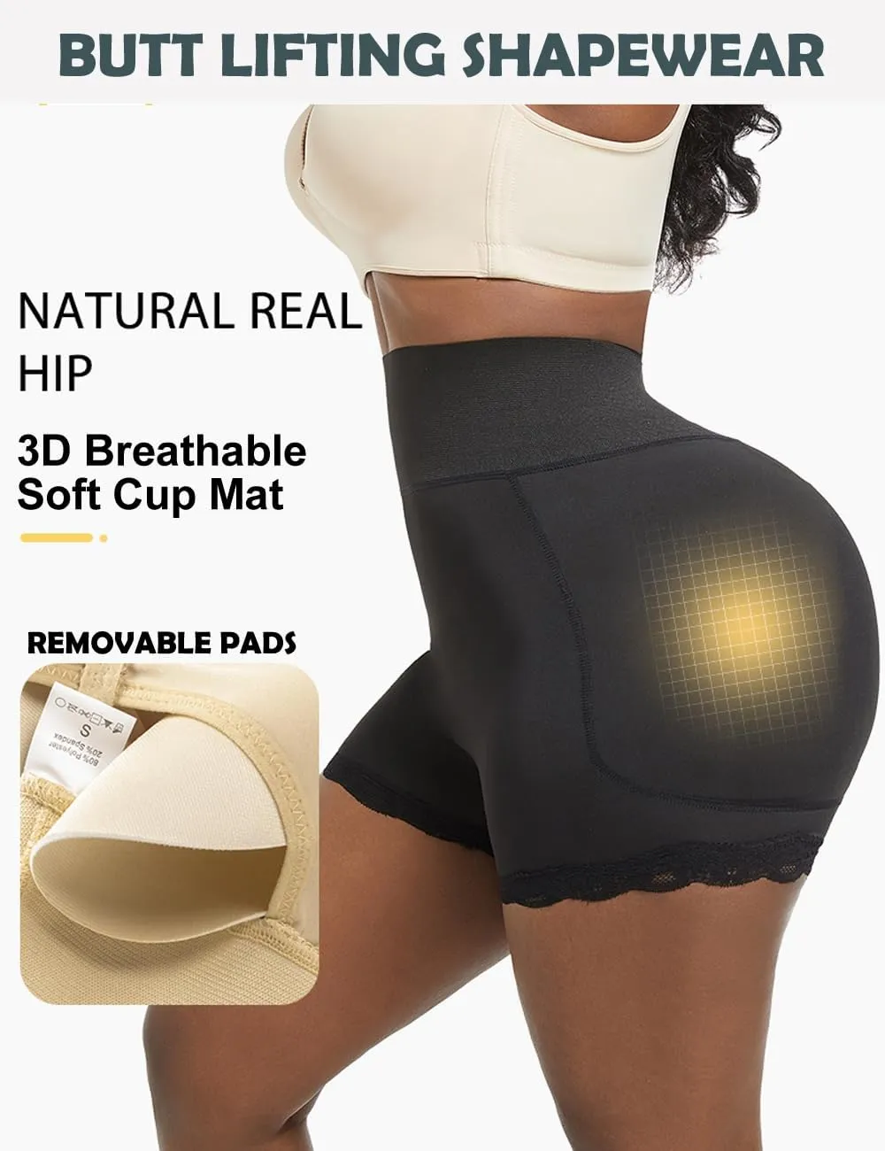 Butt Lifting Shapewear Underwear Padded Fake Booty Shorts Waist Trainer Body Shaper Hips Lifter Pads Panties