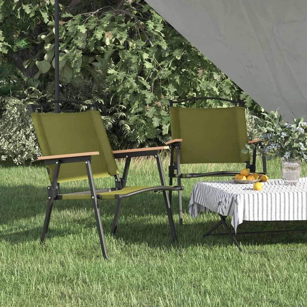 Camping Chairs 2 Pcs Green 21.3"x21.7"x30.7" Foldable Outdoor Beach Lounge Chairs with Oxford Fabric, Durable, Lightweight, and Water-Resistant for Camping, Fishing, and Picnic