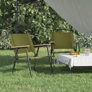 Camping Chairs 2 Pcs Green 21.3"x21.7"x30.7" Foldable Outdoor Beach Lounge Chairs with Oxford Fabric, Durable, Lightweight, and Water-Resistant for Camping, Fishing, and Picnic